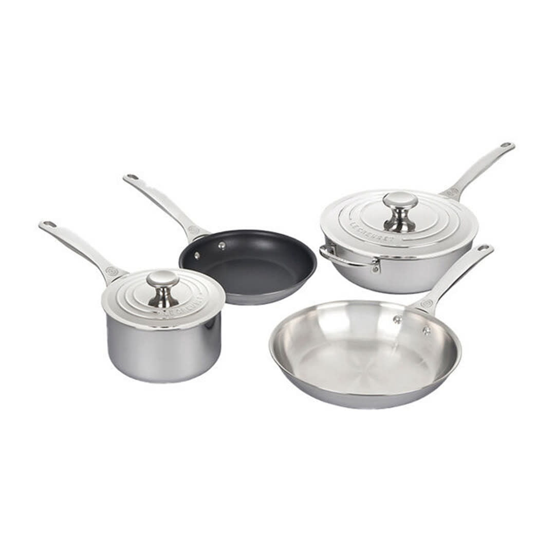 6 Piece Stainless Steel Set (8" Nonstick Fry Pan, 10" Fry Pan, 2 qt. Saucepan w/ Lid & 3.5 qt. Nonstick Saucier Pan with Lid) | Le Creuset
