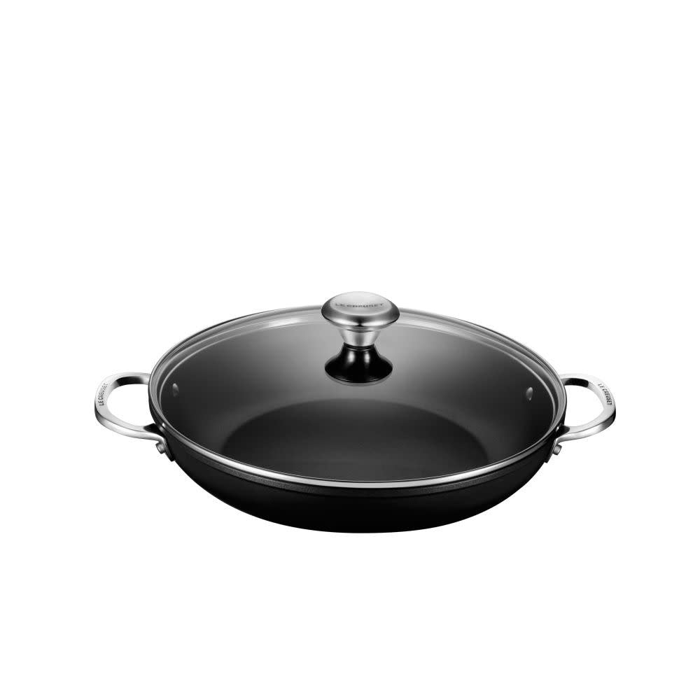 Toughened Nonstick PRO 4 qt. Shallow Casserole/Braiser & Glass Lid with SS Knob | Le Creuset