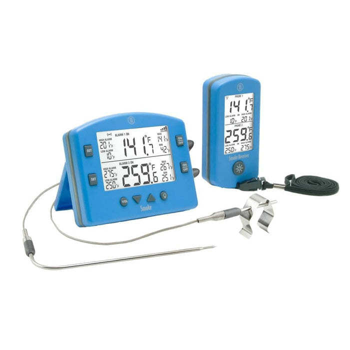 Smoke-Dual Channel Wireless Alarm w/ Remote, Blue