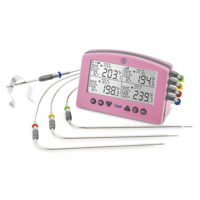 Signals-4 Channel Wi-Fi/ Bluetooth BBQ Alarm Thermometer, Pink