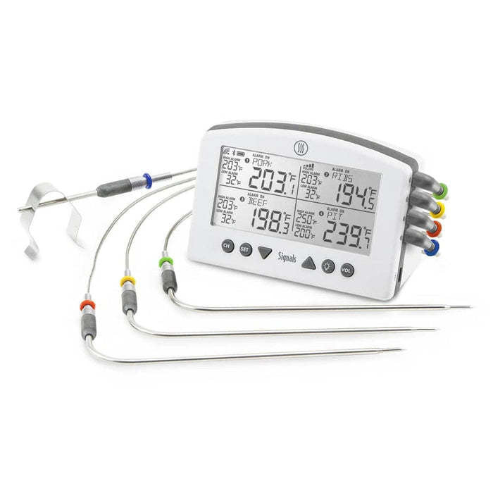 Signals-4 Channel Wi-Fi/ Bluetooth BBQ Alarm Thermometer, White