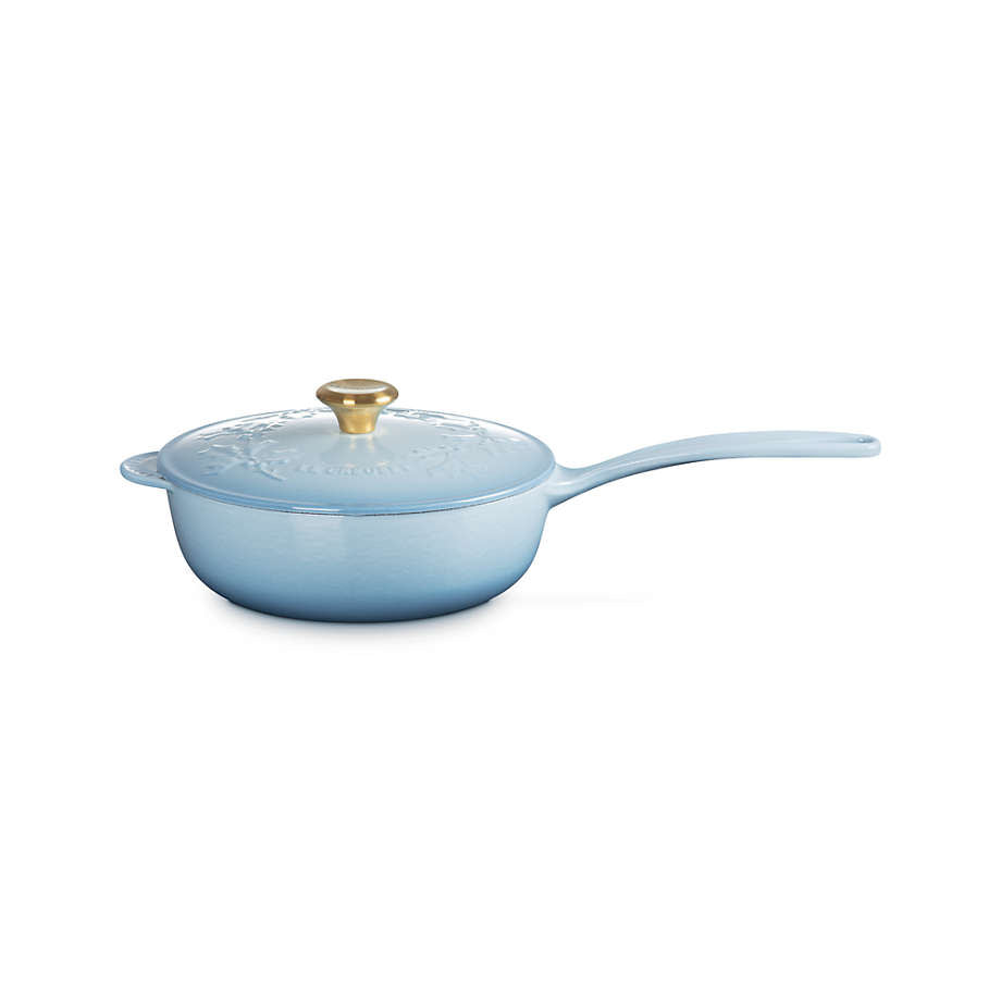Holly Traditional Saucier with Gold Knob - Coastal Blue | Le Creuset