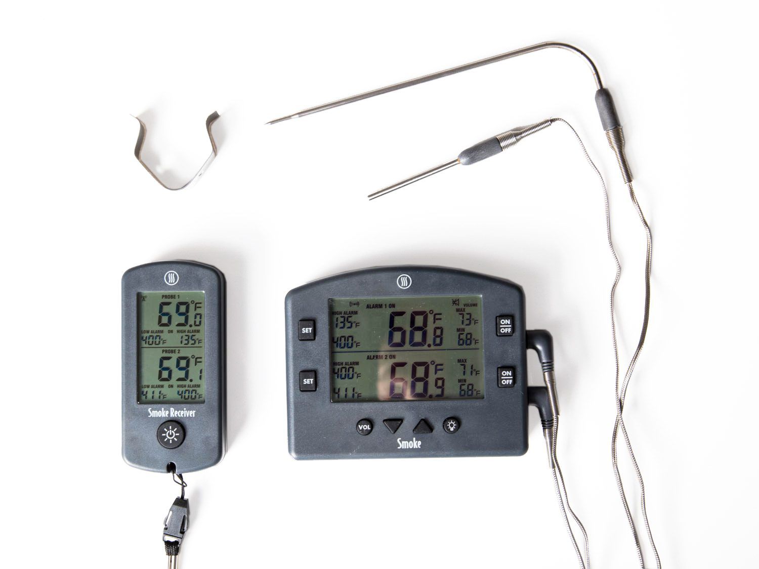 Smoke Remote BBQ Alarm Thermometer, Charcoal | Thermoworks