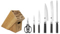 Classic 7 Pc Essential Block Set: Paring 3.5", Utility 6", Chef 8", Bread 9", Combination Honing Steel, Herb Shears and 11-Slot Bamboo Block. | Shun