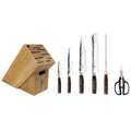 Premier 7 Pc Essential Block Set: Paring 4", Utility 6.5", Chef's 8", Bread 9", Combination Honing Steel, Herb Shears and 11-Slot Bamboo Block. | Shun