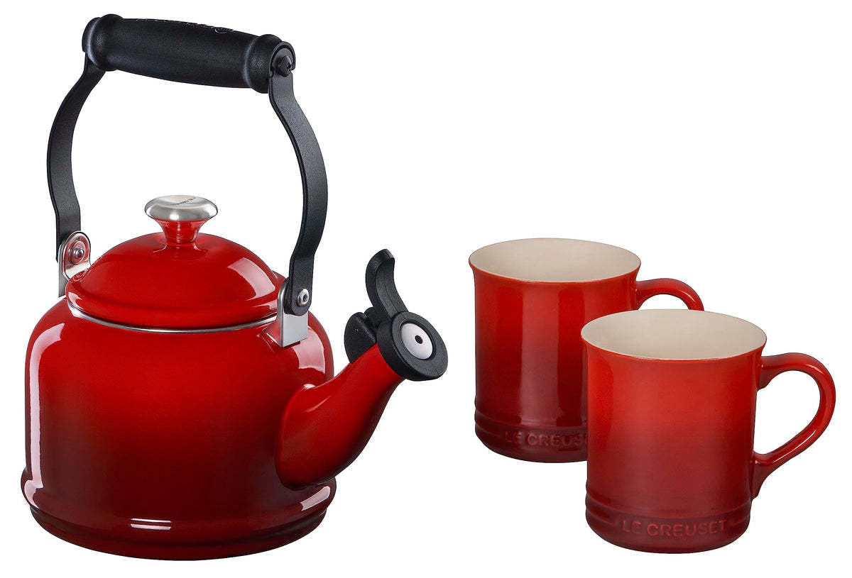 Demi Kettle w/ SS Knob & 2 Mug Set - Cerise - 1.25 qt | Le Creuset