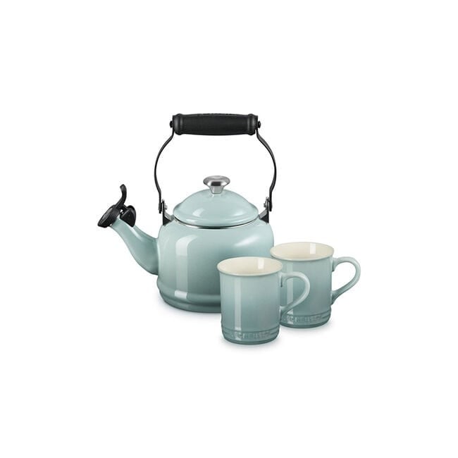 Demi Kettle w/ SS Knob & 2 Mug Set - Oyster - 1.25 qt | Le Creuset