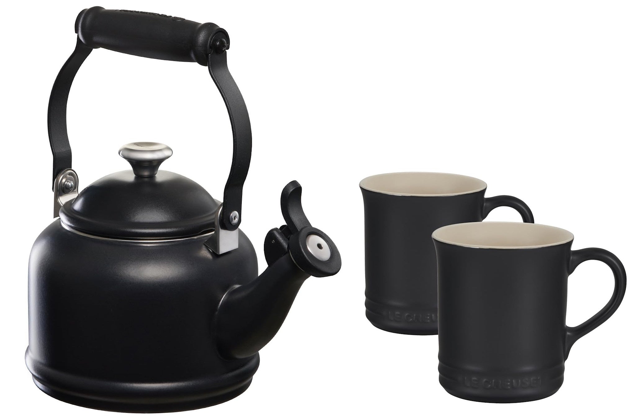 Demi Kettle w/ SS Knob & 2 Mug Set - Licorice - 1.25 qt | Le Creuset