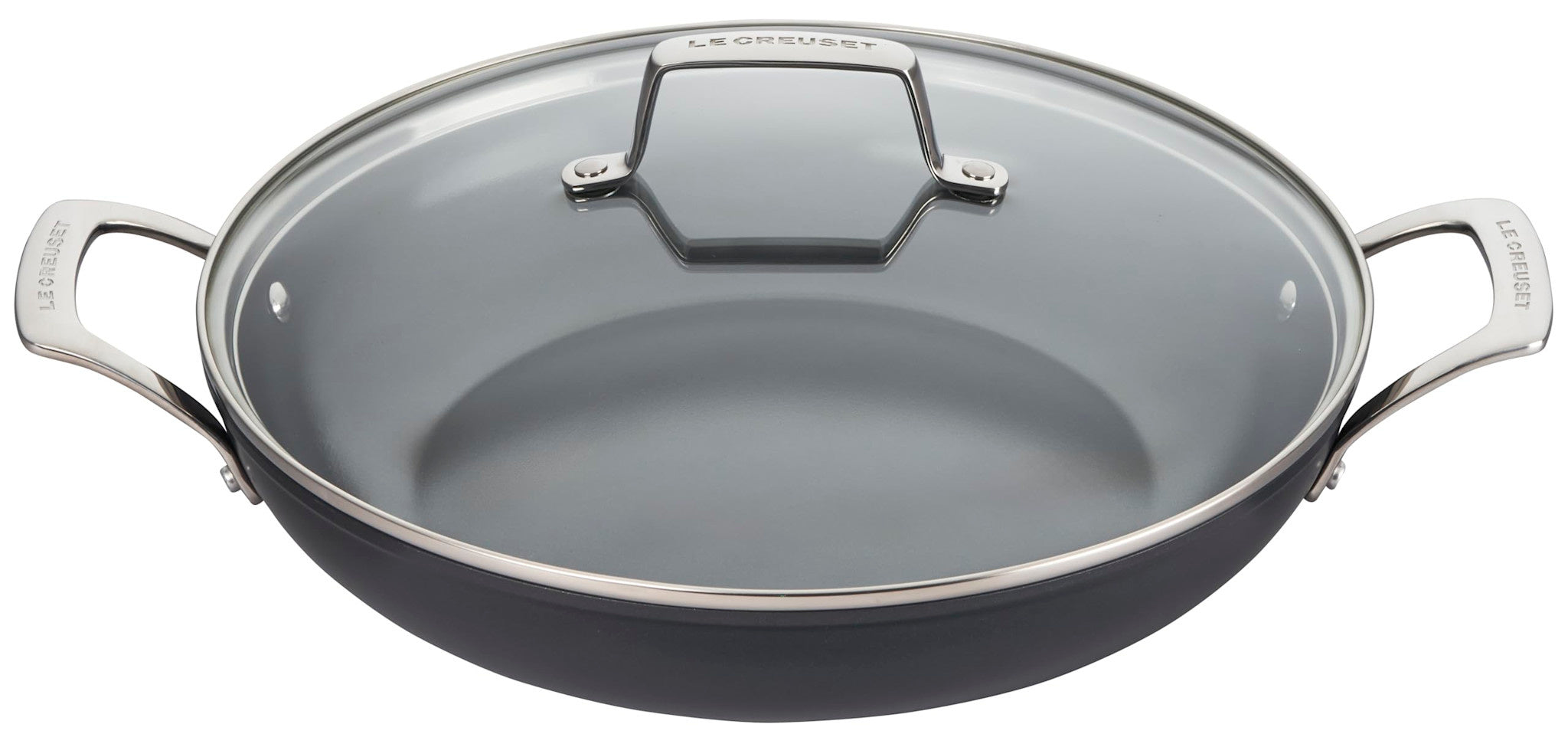 Essential Non-Stick Ceramic Shallow Braiser with Glass Lid 3.9 Qt | Le Creuset