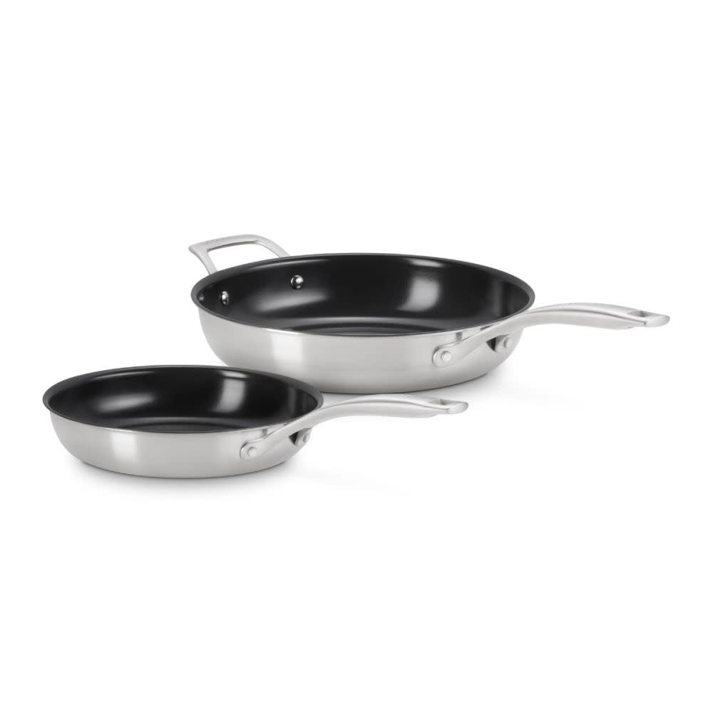 2 Piece Set Essential Stainless Steel Non-Stick Fry Pan (9.5"& 11") | Le Creuset