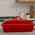 Heritage Covered Rectangular Casserole - Cerise - 4 qt | Le Creuset