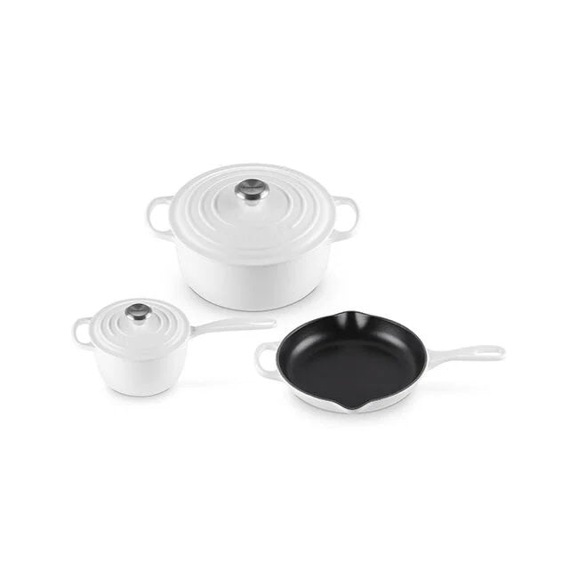 5 Piece Signature Set - White (5.5 qt. Sig. RDO, 1.75 qt. Sig. Saucepan, 9" Sig. Skillet) | Le Creuset