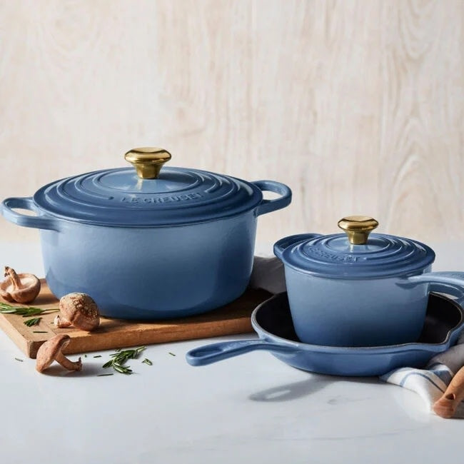 5 Piece Signature Set - Sea Salt (5.5 qt. Sig. RDO, 1.75 qt. Sig. Saucepan, 9" Sig. Skillet) | Le Creuset