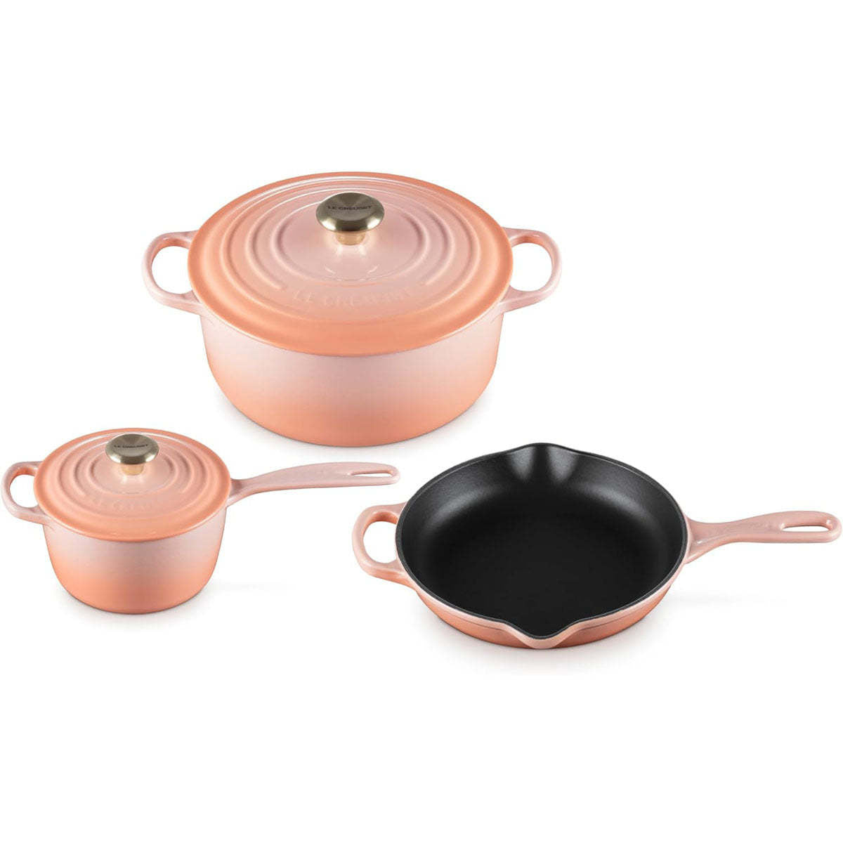 6 Piece Signature Set - Peche (5.5 qt. Sig. RDO, 1.75 qt. Sig. Saucepan, 9" Sig. Skillet) | Le Creuset