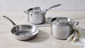 10 Piece Set Essential Stainless Steel ( 9.5 in. Frying Pan, 11 in. Frying Pan, 2 qt. Saucepan with Lid, 3 qt. Saucepan with Lid, 4 qt. Saucepan with Lid, 4 qt. Stockpot with Lid) | Le Creuset
