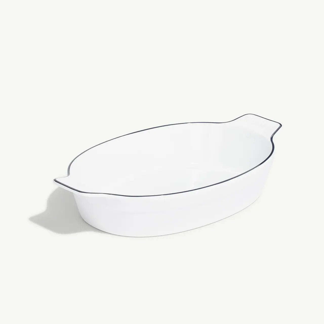 10 x 6.6" Oval Baking Dish - Navy Rim | Made In
