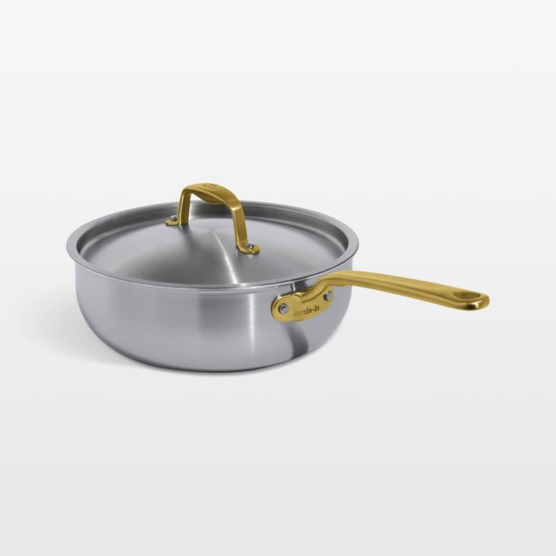 CeramiClad™ 3 qt. Non-stick Saucier with Lid - Sand | Made In