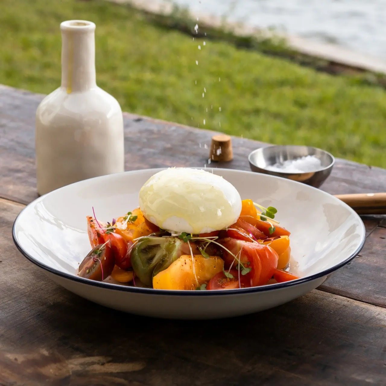 Set of 4, 10'' Entree Bowls - Navy Rim | Made In