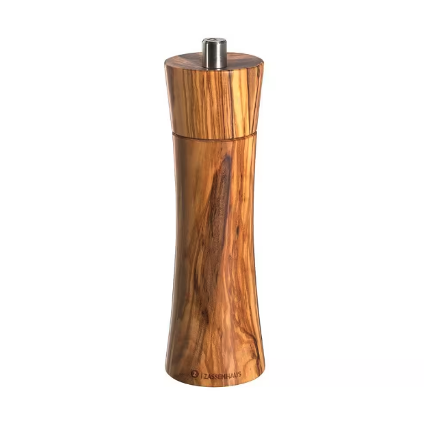 "Frankfurt" Salt Mill, olive wood, 7" x 2.3" dia.