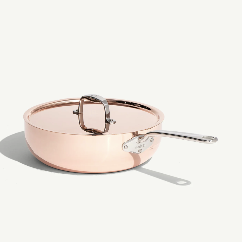 Copper 5.2 qt. Saucier with Lid | Made In